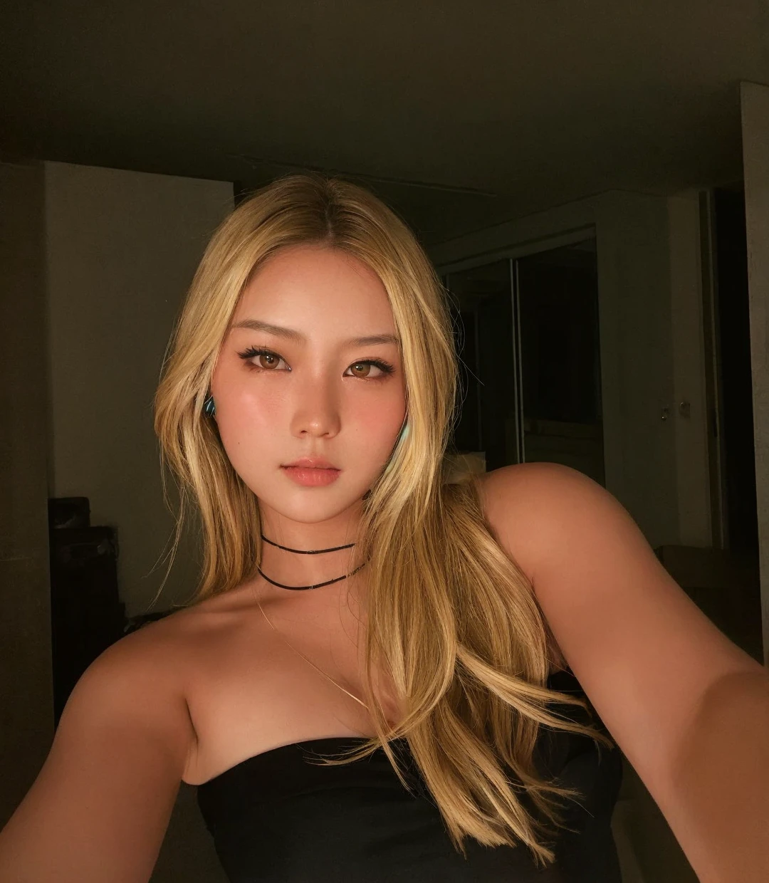 Make an Asian girl with blonde hair and big breasts - SeaArt AI