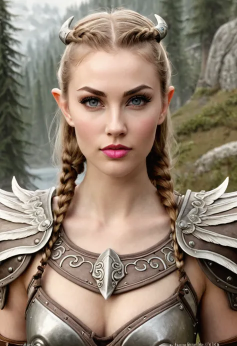 hyper photo realistic picture perfect, viking , perfect face, high cheek bones, thin curved eyebrows, long luscious eyelashes, t...