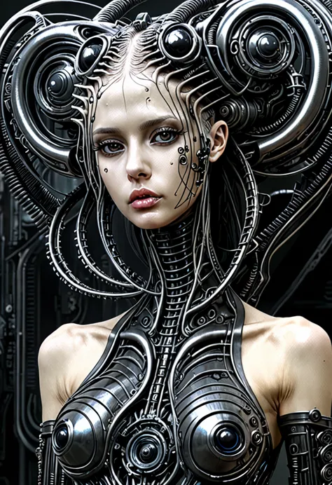 bio mechanical cyberpunk hr giger hybrid girl