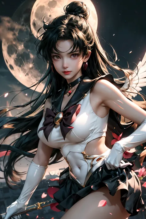 anime girl with wings and sword standing in front of a full moon, extremely detailed artjam, artjam jsc, artjam. anime illustrat...