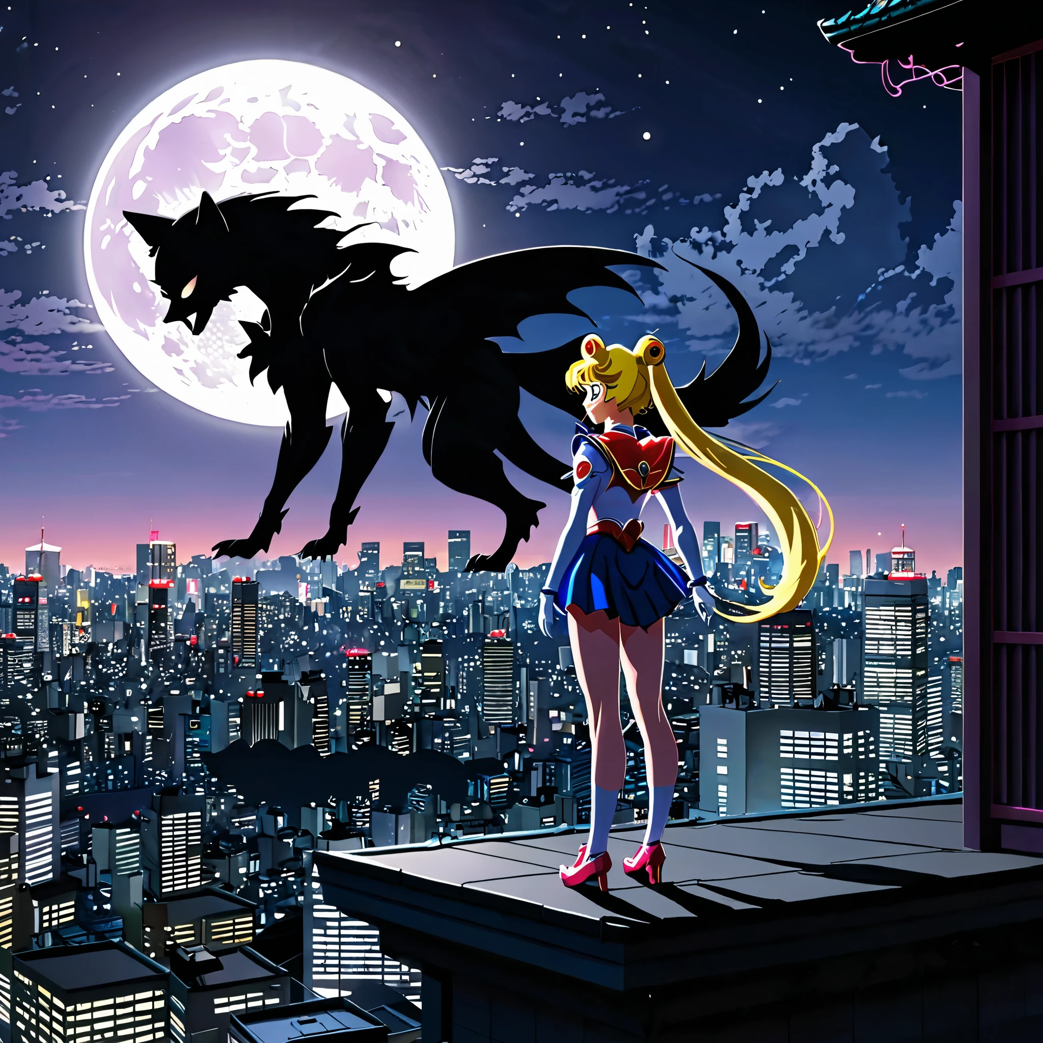 Sailor moon and the black cat - SeaArt AI