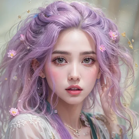 （（（Single eyelid）））Snow hoop exclusion area 32K（tmasterpiece，k hd，hyper HD，32K）Long flowing purple-pink hair，Autumn Pond，zydink，...