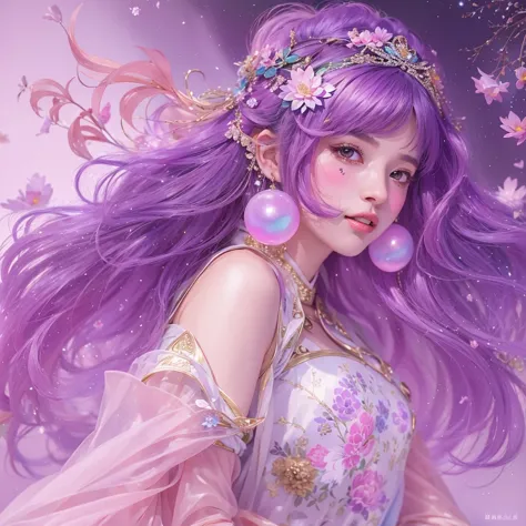 （（（Single eyelid）））Snow hoop exclusion area 32K（tmasterpiece，k hd，hyper HD，32K）Long flowing purple-pink hair，Autumn Pond，zydink，...