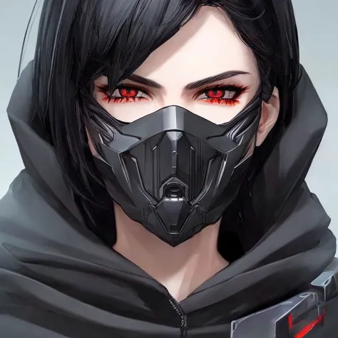 ((best quality)), ((masterpiece)), (detailed), perfect face, short wavy black hair color, sharp eyes, dark black eyeballs, cyber...