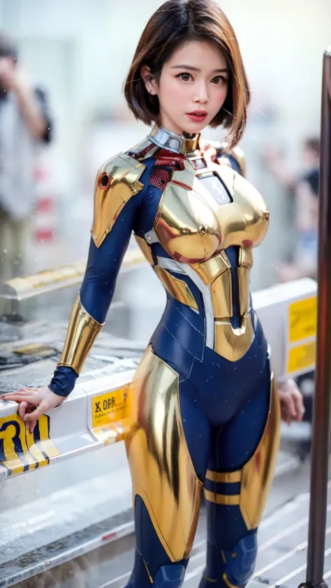 (masterpiece,best quality:1.2),1girl,solo,ironman suit,detailed face,glowing eyes,fitted armor,metallic texture,sleek design,hov...