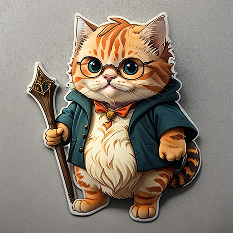 Adesivo de desenho animado fofo de cosplay de gato laranja gordinho para Harry Potter