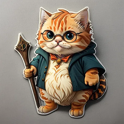 Chubby orange cat cosplay cute cartoon sticker for Harry Potter