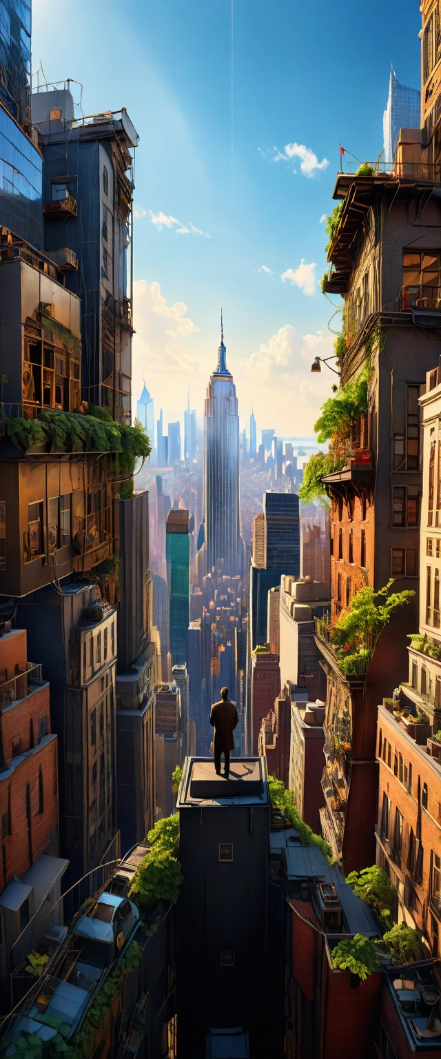 #quality(8k,wallpaper of extremely detailed CG unit, ​masterpiece,hight resolution,top-quality,top-quality real texture skin,hyper realisitic,increase the resolution,RAW photos,best qualtiy,highly detailed,the wallpaper,cinematic,golden ratio), BREAK ,solo,(man is standing at the very edge of the rooftop of the highest skyscraper and vaping cigarettes on mouth,from very above:2.0),#background(new york city,beautiful sight,from very above:2.0),landscape,,(from very above:2.0),helicopter shot