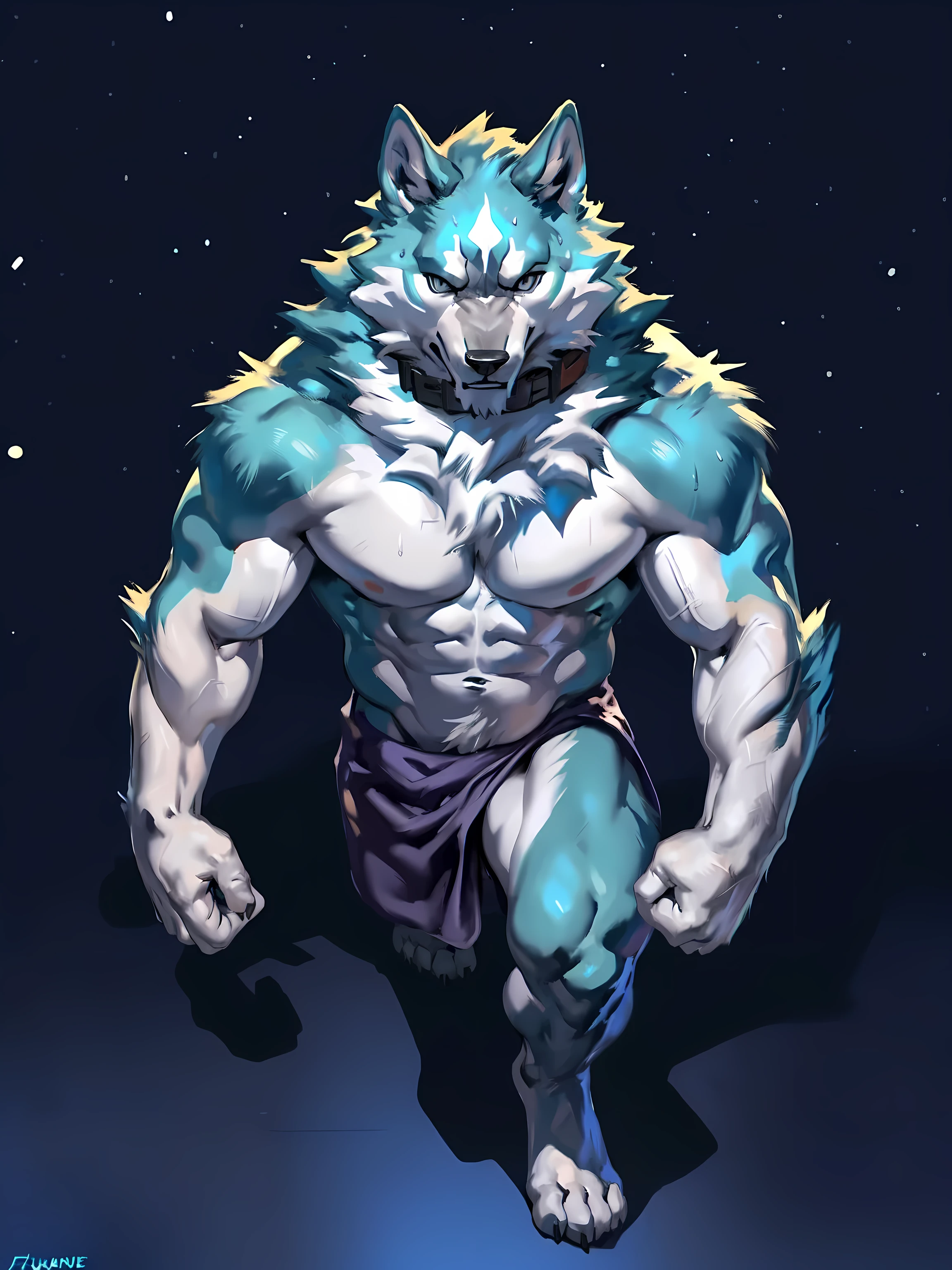 A close up of a cartoon of a wolf with a sword - SeaArt AI