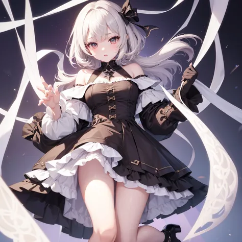 1girl、vtuber-fullbody、Masterpiece、Official Art、Super detailed、super beautiful、white straight short hair、Baby Face、Knee-high boot...