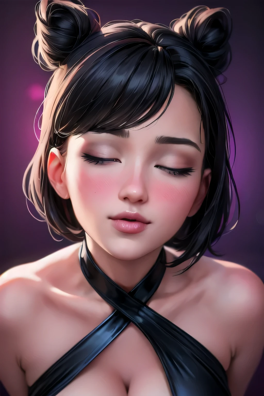 (best quality,4k,8k,highres,masterpiece:1.2),ultra-detailed,(realistic,photorealistic,photo-realistic:1.37),sexy woman,black hair tied in a bun,seductive gaze,blushing intensely,parted lips,flustered,lustful,black bra,stripped red dress,bare shoulders,medium chest,cleavage,luxurious texture,shiny silk,smooth satin,gorgeous flowing fabric,feminine curves,playful,tempting smile,intense eye contact,alluring pose,sultry atmosphere,powerful aura,seductively lit,soft diffused light,colorful background,warm tones,subtle shadows,sensual atmosphere,passionate energy,enticing vibes,lustful desires,provocative elegance,intimate mood,artistic nude,erotic art