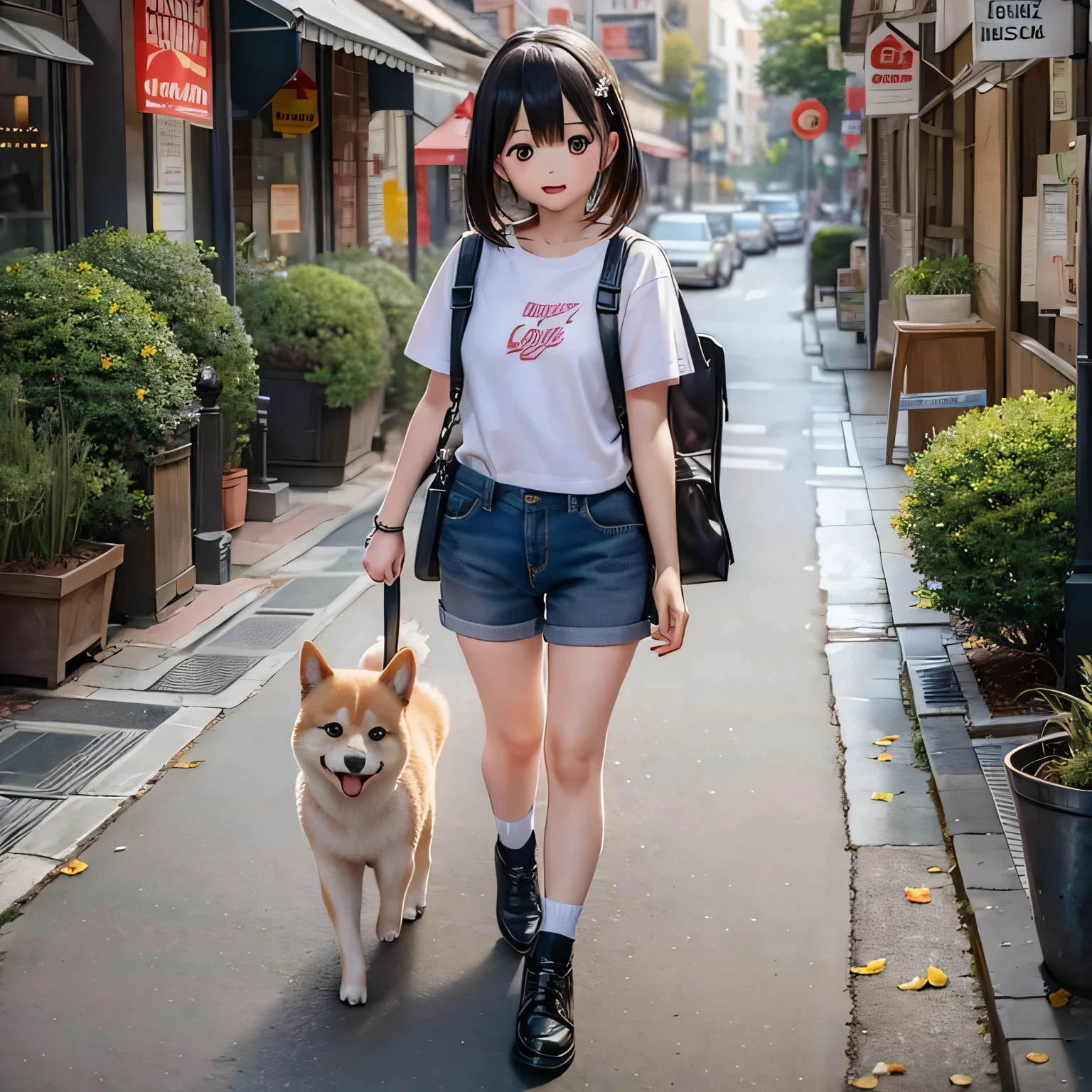 Menina andando na coleira, Chibi Shop da Garota Shiba Inu