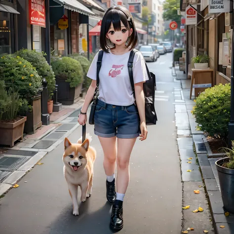 Girl walking on a lead, Shiba Inu girl Chibi Shop
