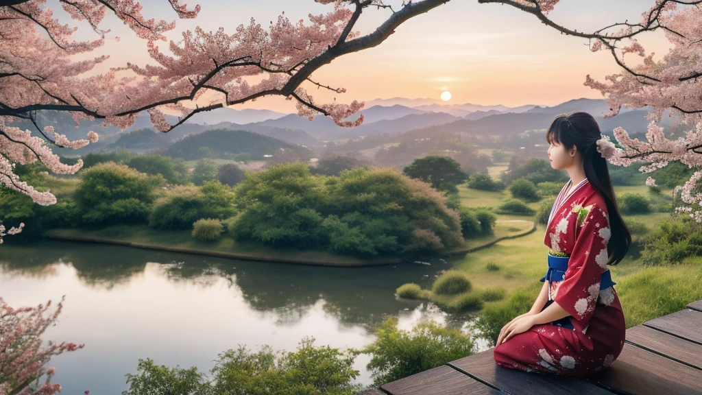 Japanese Countryside: A Scene of Nostalgia and Tranquility in 8K resolution

The Japanese countryside bathes in the soft glow of the setting sun, evoking a sense of nostalgia and peace of mind. In the distance, a young Japanese girl is visible against the backdrop of the coastal landscape. Dressed in traditional Japanese attire, she appears lost in thought, her serene expression reflecting the tranquility of the surroundings.

Her kimono is intricately patterned with delicate cherry blossoms and falling leaves, the folds in her obi perfectly captured in the ultra HDTV's 8K resolution. The girl's long, dark hair