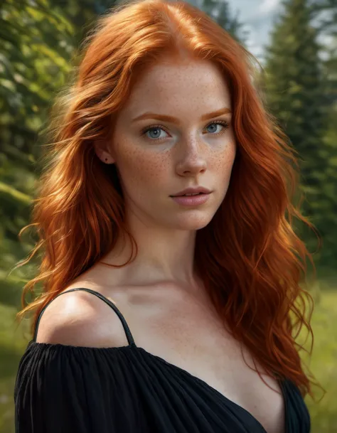 Super realistic image, high quality uhd 8K, of 1 girl,  detailed realistic, redhead, long ginger hair, highly detailed realistic...