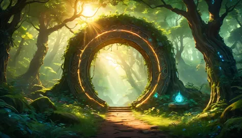 (anime, fantasy, portal),(best quality, highres, HDR:1.2),vibrant colors,mysterious atmosphere,magical portal,mystical creatures...