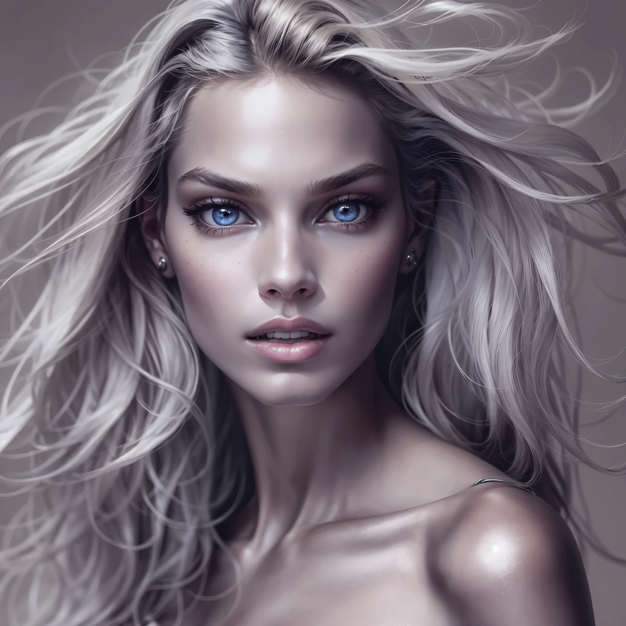 A woman with long blonde hair and blue eyes posing for a picture - SeaArt AI