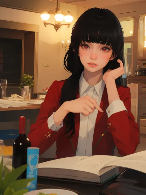 masterpiece, highly detailed, best quality, 1girl, solo, luna, black hair, loose low tied  hairstyle, red eyes, uniform, hands