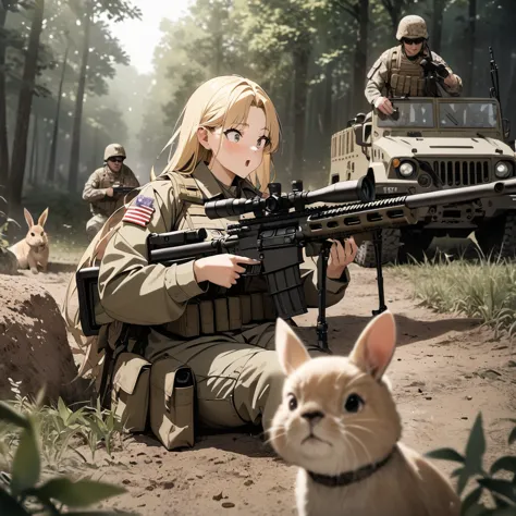 high quality, high definition, high precision images,8k full hd.1 girl.america,army modern soldier,hide in the bushes and assume...