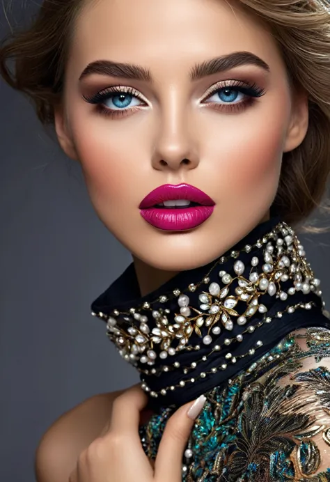 best quality,high resolution,illustration de mode,elegant models,beautiful detailed eyes,detailed lips and face,mode glamour,pos...