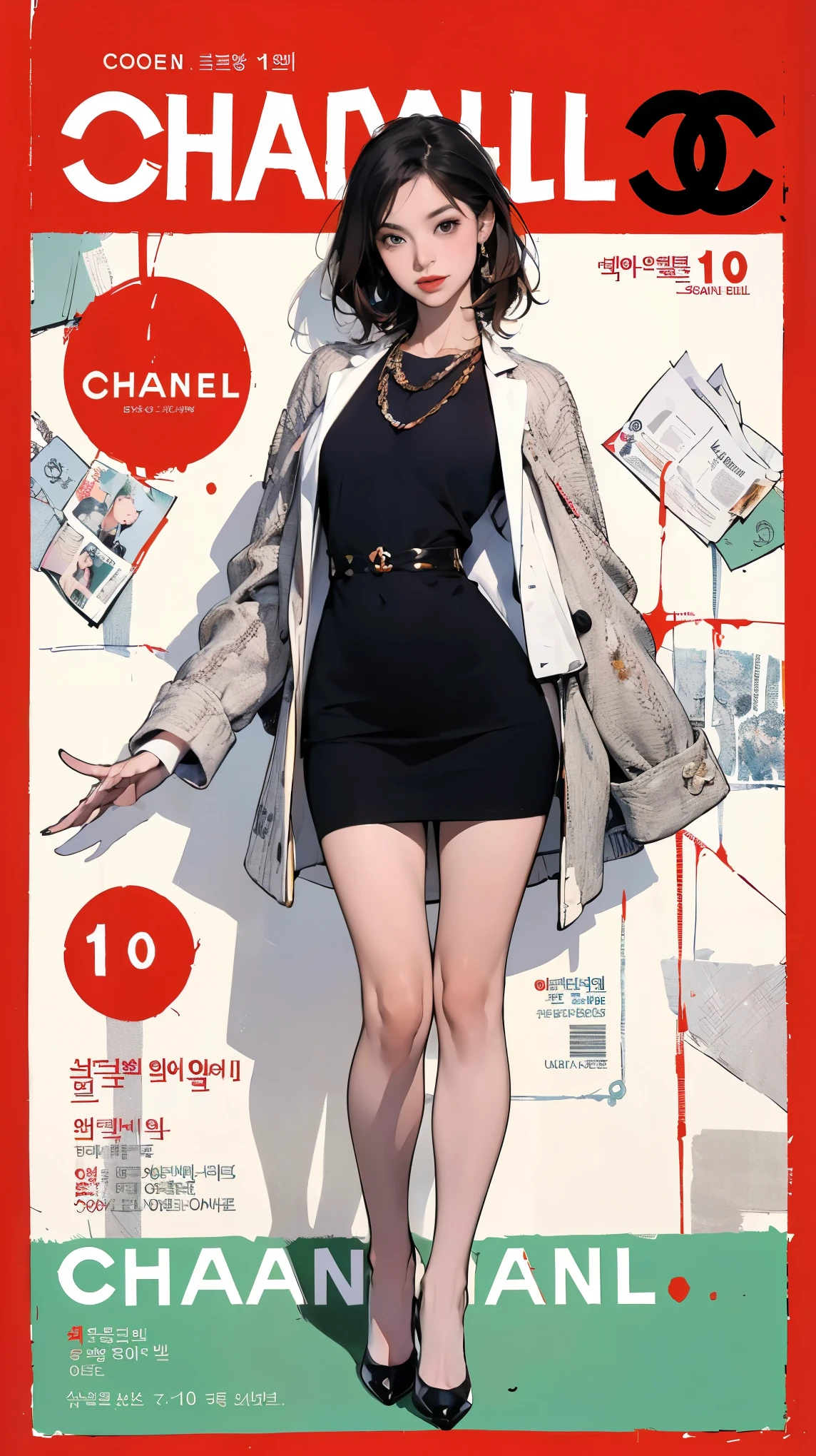 Chan chanl magazine cover with a woman in a black dress and jacket Chan chanl magazine cover with a woman in a black dress and jacket