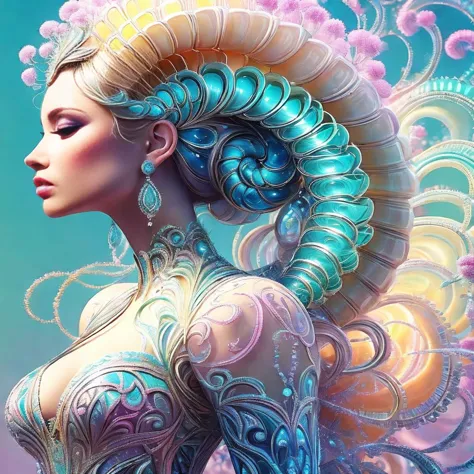 a close up of a woman with a very elaborate hair style, gorgeous digital art, beautiful digital artwork, colorfull digital fanta...