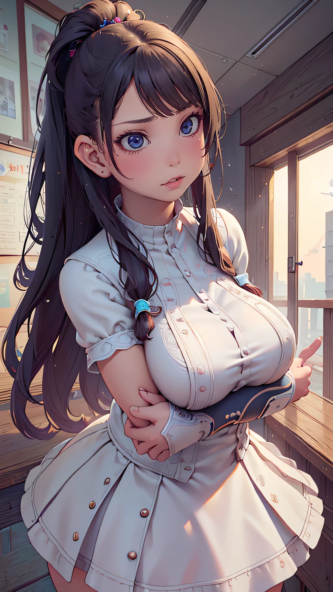 high school girl,(random pose),(Thin type),(large breasts),(random hairstyle),(Highest image quality, (8K), Ultra-realistic, Best Quality, High quality, High Definition, high quality texture, high detailing, Beautiful detailed, fine detailed, extremely details CG, Detailed texture, realistic representation of face, masterpiece, presence)
