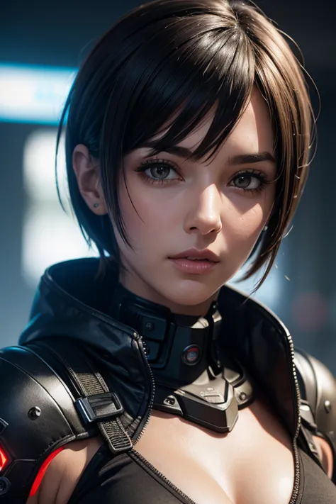 (best quality,ultra-detailed),digital artwork,(cyberpunk,sci-fi),beautiful cybernetic body parts,perfect short hair,brown eyes