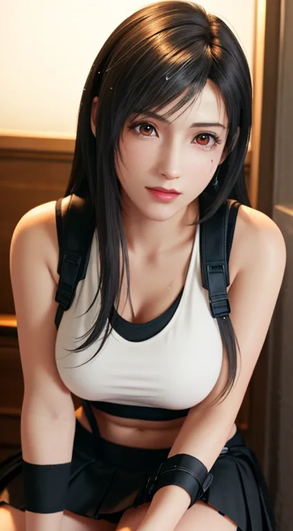 (Top Quality, Masterpiece: 1.1), (Realistic: 1.3), BREAK (((FF7,Tifa_lockhart))),(tifa_lockhart and monsters),sitting sofa, hand...