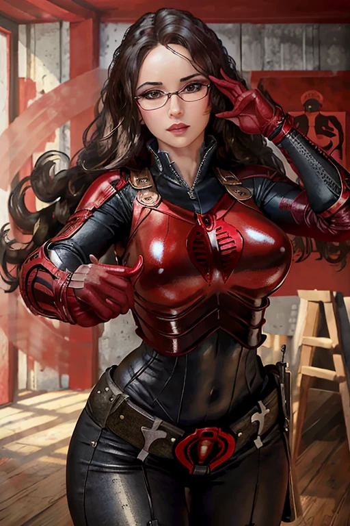 ((masterpiece)), realistic, ((highly detailed:1.3)), baroness, perfect female body, beautiful face, beautiful eyes, perfect hands, ((red background)), indoors , dynamic pose, dynamic angle, 