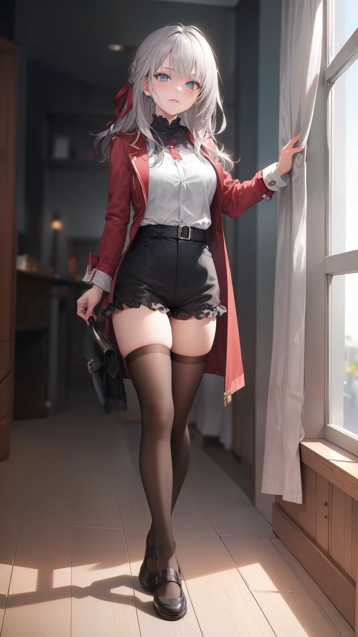 Alisa Kujou, 

(dia:1.7), em uma sala com cortinas nas janelas,adentro, 1 garota em posição de sentido, 20 anos,jovem fêmea,lindo Finger, lindo long legs ,lindo body ,lindo Nose ,lindo character design, Olhos perfeitos, perfect face,

Há uma garota de anime de shorts passando por uma porta aberta., 1 garota, coxas, Sozinho, (saia muito curta:1.4), Olhos azuis, velho, jaqueta, camisa, , falda plisada, white camisa, arco, mão no quadril, Corar, black coxas, arcotie, adentro, sapatos marrons, zetai ryouiki, mocassins, sapato, large velho, corpo completo, olhando para o espectador, boca aberta, thighs

olhando para o espectador, No centro da imagem, sob a bunda arte oficial, Papel de parede CG Unit 8k extremamente detalhado, Iluminação perfeita,vistoso, brilhante_frente_face_Obra de luz:1.0),(melhorar_qualidade:1.0), ultra alta resolução,4k,ultra detalhado,
Fotografia, 8k, HDR, alta resolução, absurdos:1.2, retrato de codas, grão de filme, fundo desfocado, bokeh:1.2, reflexo de lente, (vibrante_Cor:1.2)
, (lindo_face:1.5),(estreito_cintura), (lindo,enorme_velho:1.3)