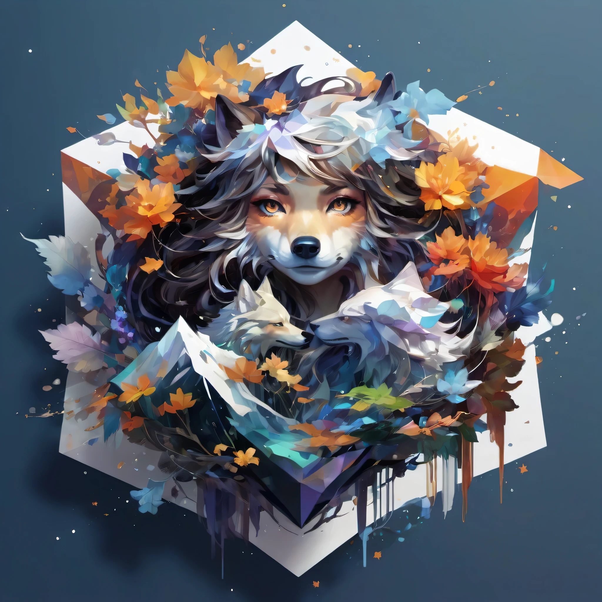 world　Away、ｗｏｌｆ、 Polygon Art、Quantum entanglement、Double Exposure、 （Polygon Art）、Minimalism, Color Field Painting, By Alphonse Mucha,Stardust、 Attention to detail, Textured skin、Digital, shape, Digital art, Digital painting, anime art wallpaper 4k, anime art wallpaper 4k, Anime Art Wallpapers 8K, 4k detailed Digital art, rossdraws Colorful, 8k hd wallpaper Digital art, Jen B. Art L, 8k high quality detailed art, 4k highly detailed Digital art, Digital artwork 4 k