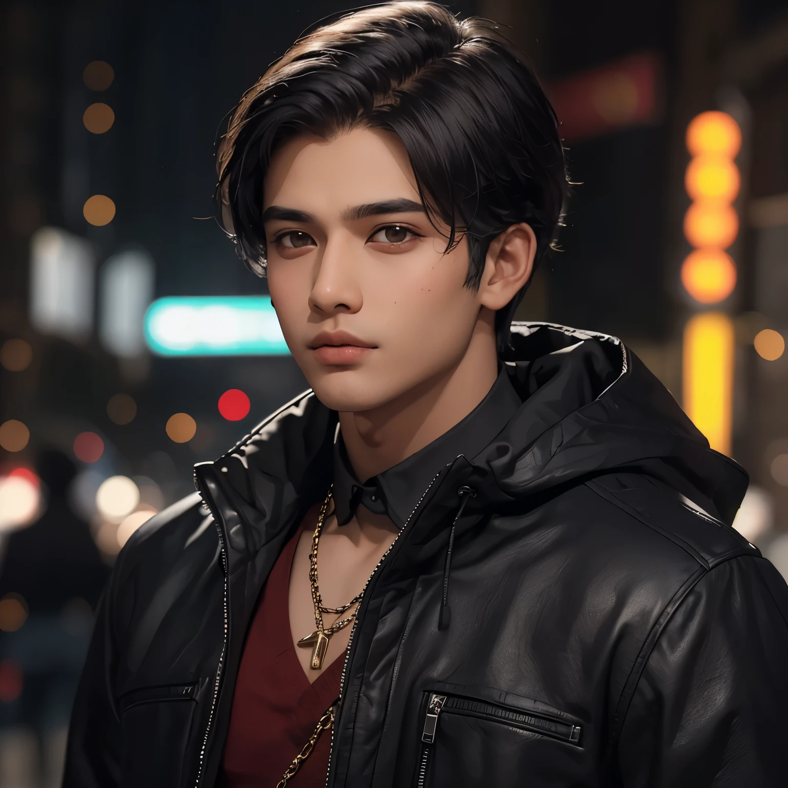((best quality)), ((masterpiece)), (detailed), 
A handsome South Asian man in his late 20s, living in gothic dark world, looking at the camera, portrait, bokeh