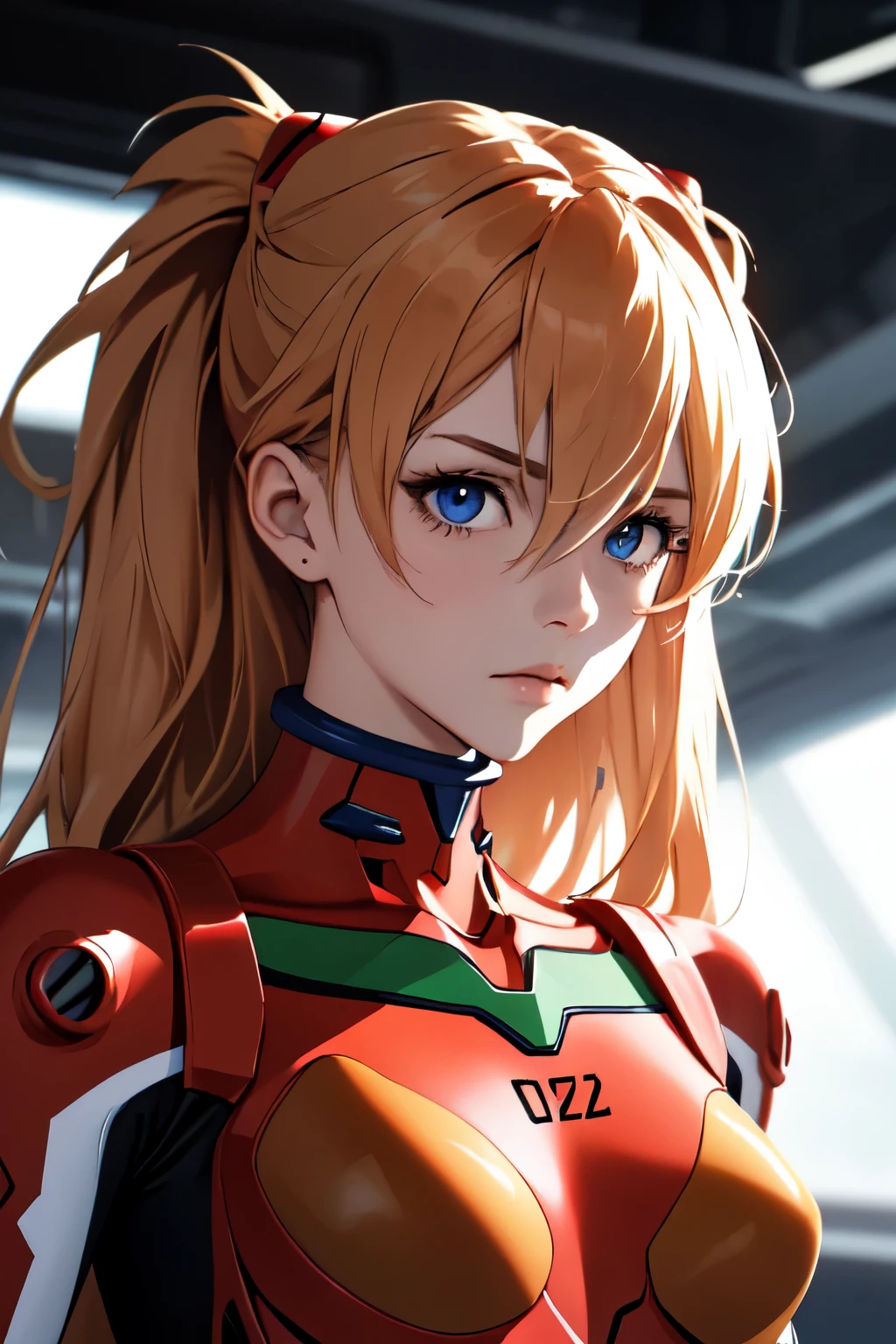 (masterpiece, highest quality), One girl, Beautiful Face, Beautiful body, souryuu_Asuka_Langley, Plug Suit, Bodysuits, Interface Headset, red Bodysuits, Hair between the eyes, Pilot Suit,whole body