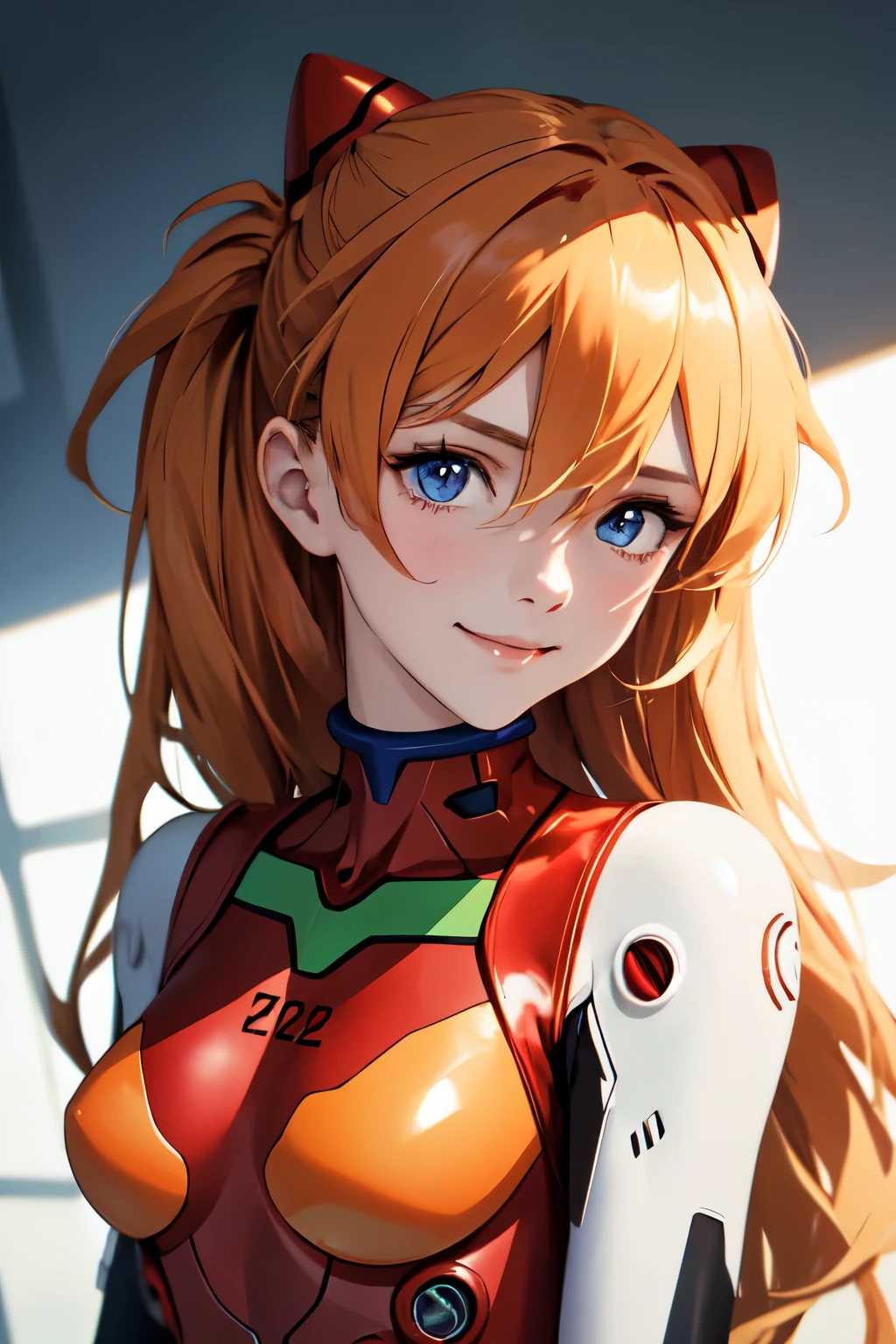 (masterpiece, highest quality), One girl, Beautiful Face, Beautiful body, souryuu_Asuka_Langley, Plug Suit, Bodysuits, Interface Headset, red Bodysuits, Hair between the eyes, Pilot Suit,((Show your whole body)), smile