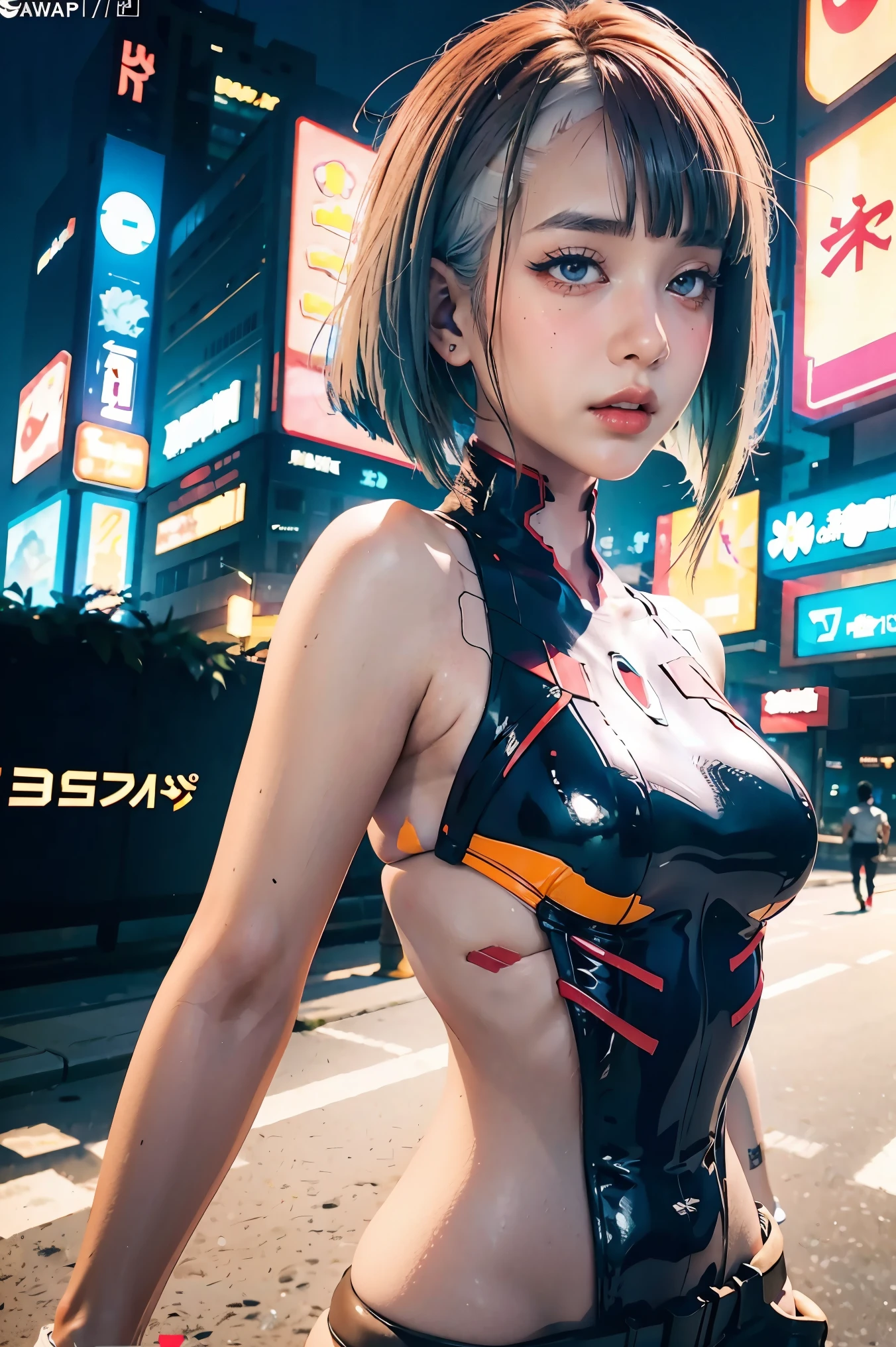 Psychedelic style, Anime character "Bladerunner", Lucy, Metaverse, Detail,