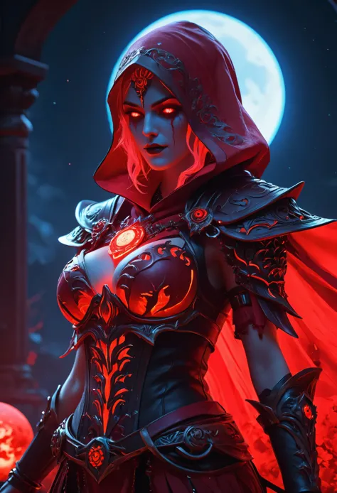 red necromancer, blood moon, ray tracing, masterpiece, highest quality, super high quality, 不条理なdetailed, best light, best shado...