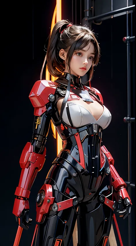 Lisa Black Pink Mecha, realisticlying, A high resolution, a 1 womone, hip-up, droid, Mecha Maiden,mechanicalparts, droid joints,...