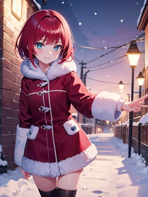 girl，Redhead，Short Bob，Second dimension beautiful girl，Using a bow，Fluffy fur，Snow Scene