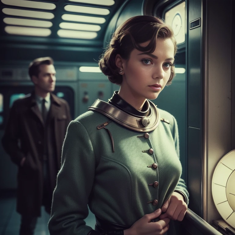 4K-Bild aus einem Science-Fiction-Film aus den 1960er Jahren von Spike Jonze , Ihre Filme, Pastellfarben, Junge Leute in Tierhelmen halten einen mechanischen Hund am Busbahnhof, Retro-futuristische Modekleidung aus den 60er Jahren mit Alien-Ornamenten, natural light, Psychedelisch, seltsam futuristisch, Retro-Futurist, fotorealistisch, Scharfe Hintergrunddetails.