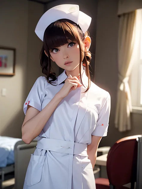 1 girl,(Wearing white nurse clothes:1.2),(Raw photo, highest quality), (realistic, photo-realistic:1.4), masterpiece, very delic...