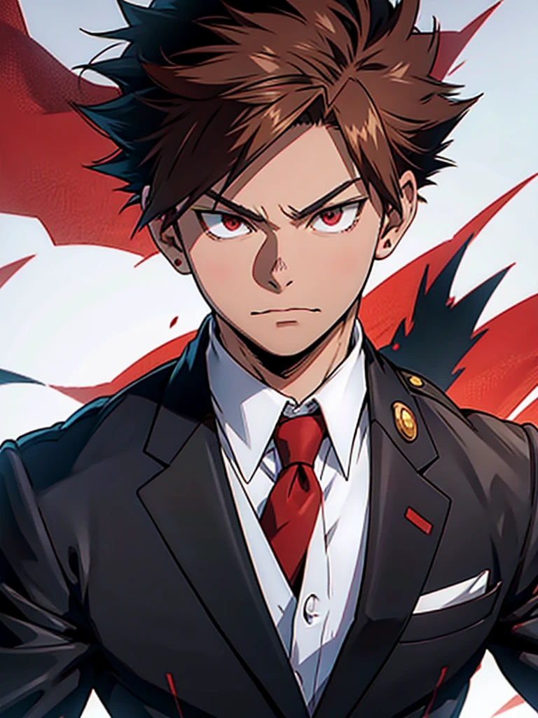 Rubio, ojos rojos, bakugo katsuki, boku no hero, Traje ajustado, corbata, sujetar corbata