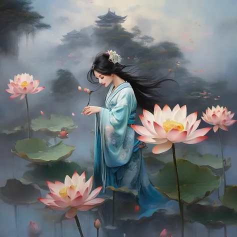 ((highest quality)), ((masterpiece)), (detailed), phantom lotus, oil painting style.