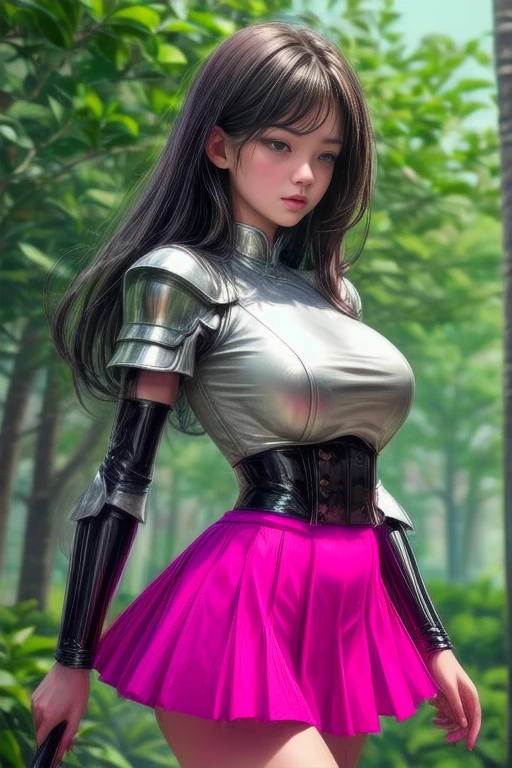 Espadachín femenino con armadura de falda de espadachín