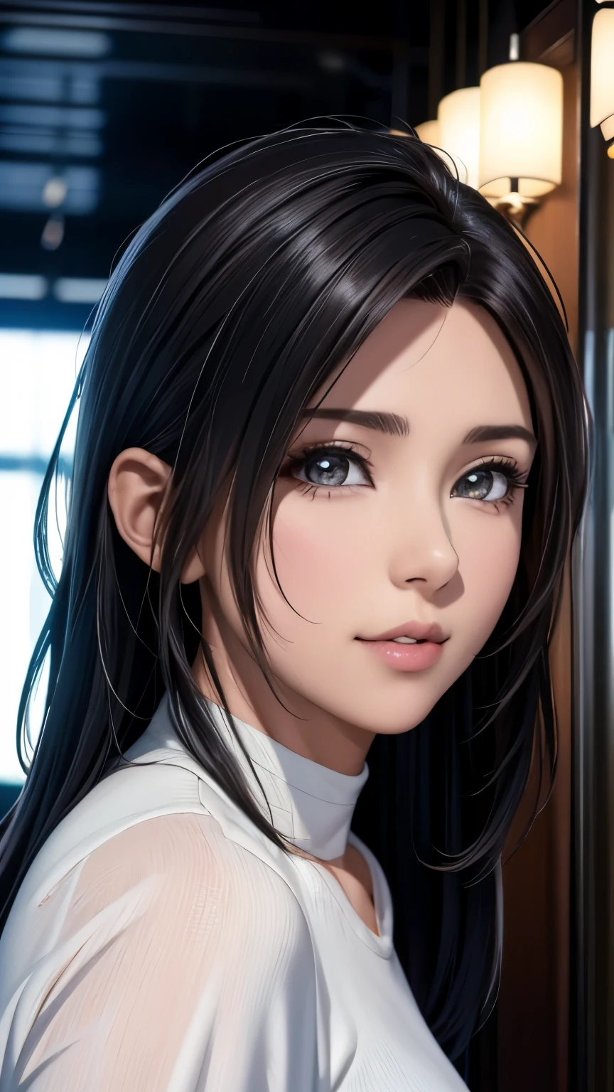 (Obra maestra:1.3)、Super detailed finish、(high resolution、8k:1.3)、(of the highest quality、Ultrarrealista como una foto.:1.5)、sharp focus, 超high resolutionの顔、The face is in focus、Ultra high definition and beautiful eyes.、The eyes are symmetrical.:1.3、Beautiful and high definition skin、piel firme、primer plano de la cara、 、muy lindo、muy lindo、maquillaje natural, labios brillantes ,, cuerpo completo, Jessie_pokemon, pendientes, uniforme del equipo cohete, top corto, cabello muy largo, cabello purpura, slicked back hair, Minifalda blanca, mirando al espectador, feliz 