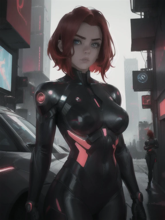 (master part), (best quality), (ultra detailed), (1girl), Jesse Faden, Standing, (simple background), beautiful detailed eyes, delicate and pretty face, red hair, extradimensional suit, upper body, science fiction, cyberpunk, Perfect Anatomy, Looking at Viewer, epic artistic, sharp focus, even lighting, insane details, hyperdetailed, rich colors, upper body shot
