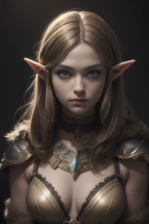 Ancient, Lost elf tribe, Zelda, fur armor, rings, female creature, prehistoric era, hunter, Extremely realistic shading, masterpiece, extremely detailed, photorealistic, perfect lighting,