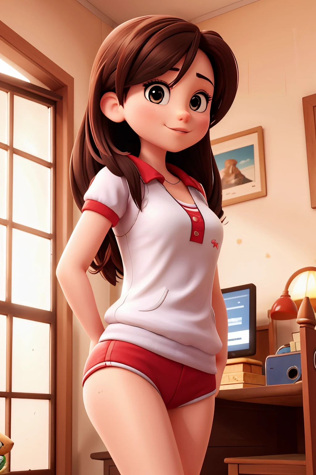 A close up of a cartoon character in a short skirt - SeaArt AI