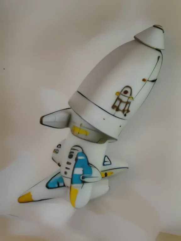 painting of a small airplane with a propeller and a propeller, space ship, spacecraft design, space ship in the background, airp...
