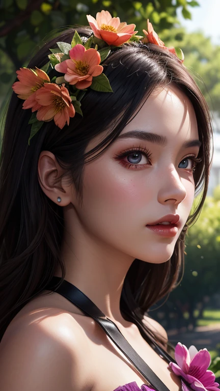 (ultra-detailed,photorealistic),3 girls,bunny,cyborg,beautiful detailed eyes,beautiful detailed lips,long eyelashes,sparkling eyes,girls in colorful costumes,background filled with flowers and trees,soft lighting,bright colors,concept artists